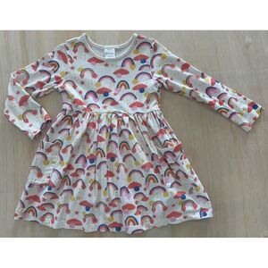 Hanna Andersson Kids SZ 4 Rainbow Cloud Star Long Sleeve Pocket Dress 100 Cotton